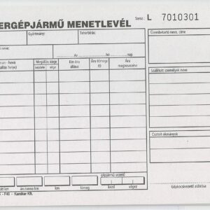 Tehergépjármű menetlevél