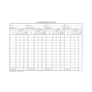 Szabadság nyilvántartólap