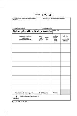 Készpénzfizetési számla